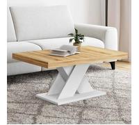 IDMarket – Table basse Alicia – Plateau bois et pied X – Blanc