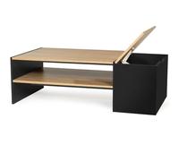 Table basse bar contemporaine IZIA avec coffre noir et bois