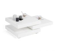 IDMarket - Table Basse carrée Mina Blanche Plateaux rotatifs 60x60 cm