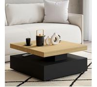 IDMarket Table basse THEA pivotante carrée bois et noir 70 cm