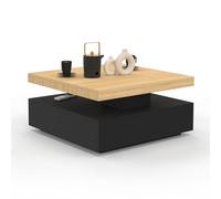 IDMarket Table basse THEA pivotante carrée bois et noir 70 cm