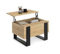 IDMarket - Table Basse carrée Plateau relevable 60 cm Phoenix Bois et Noir