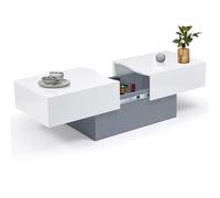 IDMarket Table basse coulissante MARTA Bois gris et plateau blanc