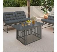 IDMARKET Table basse de jardin relevable rectangulaire 100 cm RIO structure métal et cordage gris anthracite