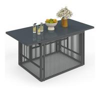 IDMARKET Table basse de jardin relevable rectangulaire 100 cm RIO structure métal et cordage gris anthracite