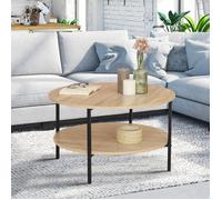 IDMarket Table basse Detroit double plateau rond 70 cm design industriel