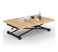 IDMarket - Table Basse Extensible relevable en Table à Manger rectangulaire ALTURA Bois et Noir Design Industriel