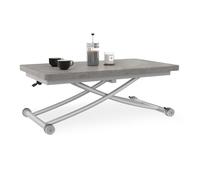 IDMarket - Table Basse Extensible relevable en Table à Manger rectangulaire Urbana Plateau Effet béton Pied Gris