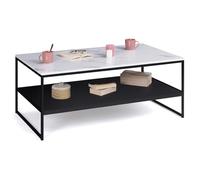 IDMarket Table basse Alaska Double plateau Effet marbre Pieds métal noir