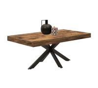 IDMarket – Table basse rectangulaire Alix 110 cm – Pied araignée, bois foncé effet vieilli et noir