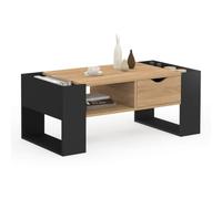 IDMarket - Table Basse Fixe Beryl avec tiroir Bois et Noir