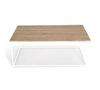 IDMarket – Table basse Detroit 113 cm – Design industriel bois et métal blanc
