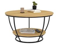 IDMarket – Table basse Detroit 70 cm – filaire, double plateau rond, design industriel