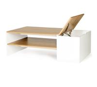 IDMarket Table basse bar contemporaine IZIA avec coffre bois et blanc