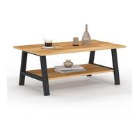 IDMarket Table basse rectangulaire Madeleine 100 cm double plateau bois et noir