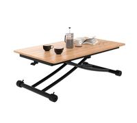 IDMarket - Table Basse Fixe relevable en Table à Manger rectangulaire Urbana Plateau façon hêtre Pied Noir Design Industriel
