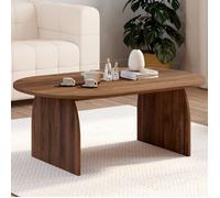 IDMARKET Table basse japandi ovale EDITH 110 cm bois effet noyer