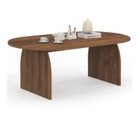 IDMarket - Table Basse japandi Ovale Edith 110 cm Bois Effet Noyer