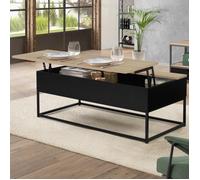 Table Basse Noire Plateau Relevable Façon Hêtre Boston Design Industriel Multicolore
