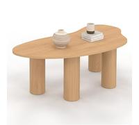 IDMarket - Table Basse Organique 100 cm Bois Effet hêtre