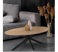 IDMarket Table basse Alix ovale 110 cm pied araignée bois et noir
