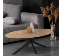IDMarket Table basse Alix ovale 110 cm pied araignée bois et noir