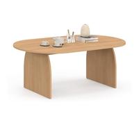 IDMarket - Table Basse Ovale Edith Pied Central Bois Effet hêtre 110 cm