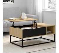 IDMARKET Table basse plateau relevable BOSTON avec rangements design industriel
