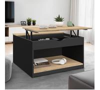 Table Basse Plateau Relevable Carrée Elea Avec Coffre Bois Noir Et Façon Hêtre Noir