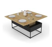 IDMarket Table basse Boston rectangulaire, plateau relevable convertible, design industriel 100 cm
