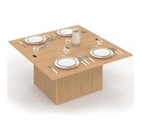Table basse plateau relevable rectangulaire convertible en table à manger JULIETTE 100 cm effet lattes tasseau bois
