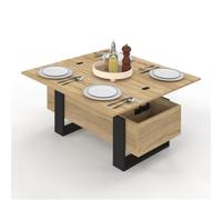 IDMarket – Table basse PHOENIX plateau relevable rectangulaire convertible 97,5 cm bois et noir