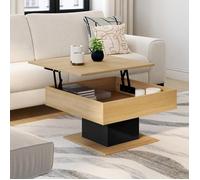 IDMarket Table basse EDEN carrée à plateau relevable bois et noir