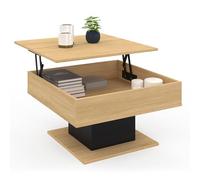 IDMarket - Table Basse Plateau relevable Eden carrée Bois et Noir