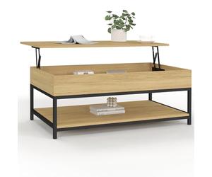 IDMarket - Table Basse Plateau relevable intégral rectangulaire Detroit et étagère inférieure Design Industriel