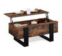 IDMarket Table basse Phoenix – plateau relevable rectangulaire, bois effet vieilli, noir