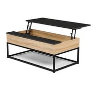 IDMarket - Table Basse Plateau relevable rectangulaire Boston 100 cm Bois Plateau Noir Design Industriel