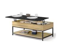 IDMarket - Table Basse Plateau relevable rectangulaire Boston 100 cm et étagère inférieure Design Industriel