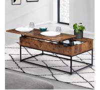IDMARKET Table basse plateau relevable rectangulaire DAYTON effet vieilli design industriel