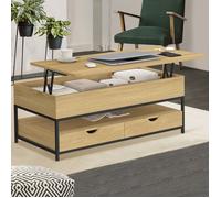 IDMarket - Table basse Detroit - Plateau relevable rectangulaire, 2 tiroirs, design industriel