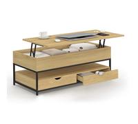 IDMarket - Table Basse Plateau relevable rectangulaire Detroit avec 2 tiroirs Design Industriel