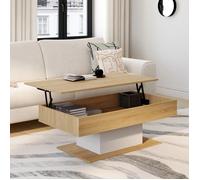 IDMarket – Table basse EDEN plateau relevable rectangulaire bois et blanc
