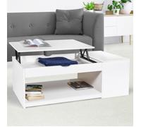 IDMarket - Table Basse Plateau relevable rectangulaire ELEA avec Coffre Bois Blanc