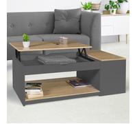 IDMarket - Table Basse Plateau relevable rectangulaire ELEA avec Coffre Bois Gris et façon hêtre