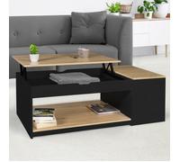 IDMarket - Table Basse Plateau relevable rectangulaire ELEA avec Coffre Bois Noir et façon hêtre