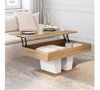 IDMARKET Table basse plateau relevable rectangulaire ELIAD bois et blanc