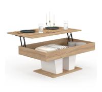 IDMarket - Table Basse Plateau relevable rectangulaire ELIAD Bois et Blanc