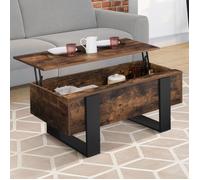 IDMARKET Table basse plateau relevable rectangulaire PHOENIX bois effet vieilli et noir