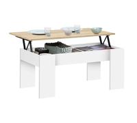 IDMarket – Table basse TARA – Plateau relevable rectangulaire, bois blanc et imitation hêtre