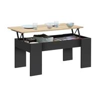 IDMarket - Table Basse Plateau relevable rectangulaire Tara Bois Noir et Imitation hêtre